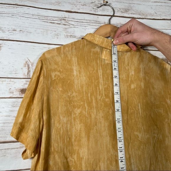 Vintage Farouche Marbled Yellow Tunic w Print on Bottom Size 14 Made in Canada - Picture 2 of 13